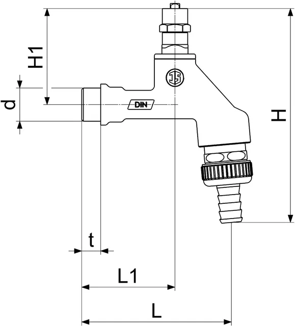 Schlösser Auslaufventil mit Belüfter, Steckschlüssel Oberteil, matt verchromt, 1/2"
