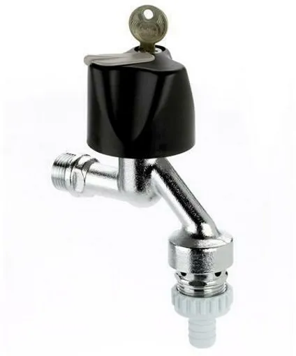 Bender Auslaufventil mit WASSER-SAFE Oberteil, abschliessbar, 1/2", matt verchromt
