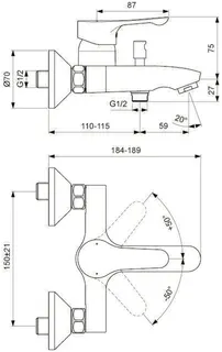 Ideal Standard Alpha Badearmatur, Aufputz – Bild 2