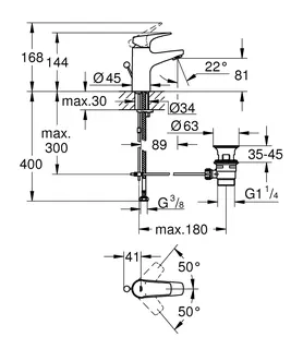 Grohe Start Flow Waschtisch Armatur, S-Size, mit Ablaufgarnitur – Bild 2