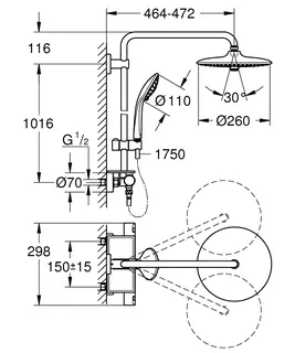 Grohe Vitalio Joy System 260 Duschsystem mit Thermostatbatterie für die Wandmontage – Bild 2