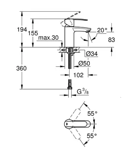 Grohe Wave Cosmopolitan Waschtisch Armatur, S-Size, glatter Körper – Bild 2