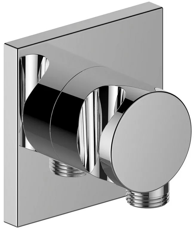 Keuco IXMO Wandanschlussbogen, Rosette eckig mit Brausehalter, eigensicher, chrom