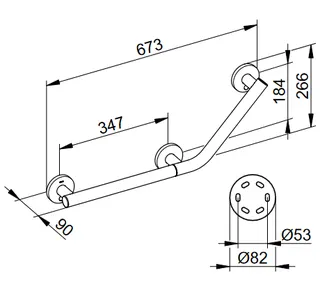Keuco PLAN CARE Winkelgriff 135Gr. Ausf. rechts 673/266 mm, chrom – Bild 2
