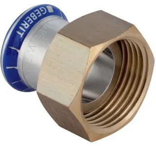 Geberit Übergang MAPRESS Edelstahl mit Überwurfmutter aus Messing,15 mm x 3/4"