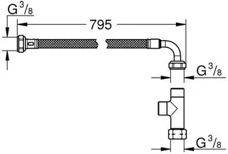 Grohe Installationsset BAU KERAMIK, Schlauch, T-Stück, für Dusch-WC-Aufsatz – Bild 2