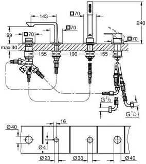 Grohe 4-Loch-Einhand-Wannenkombi ALLURE, chrom – Bild 2