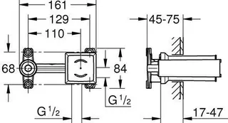 Grohe Unterputz Einbaukörper für 2-Loch-Waschtischbatterien – Bild 2
