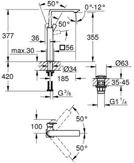 Grohe ALLURE Waschtisch Armatur, XL-Size chrom, für freistehende Waschschüsseln, – Bild 2