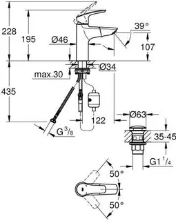 Grohe Eurosmart Waschtisch Armatur, M-Size, herausziehbarer Auslauf chrom – Bild 2