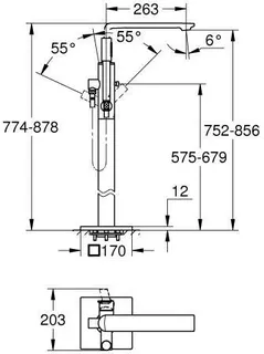 Grohe Allure Badearmatur, für Bodenmontage, chrom – Bild 2