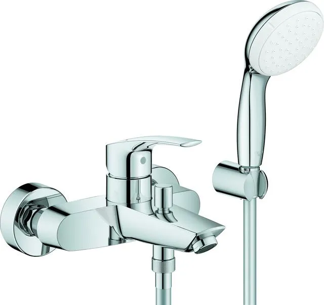 Grohe EUROSMART Badearmatur, mit Brausegarnitur, chrom