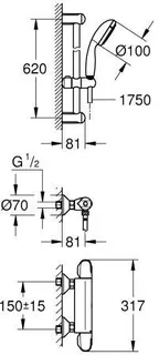 Grohe GROHTHERM 1000 Brausethermostat inkl. Brausegarnitur – Bild 2