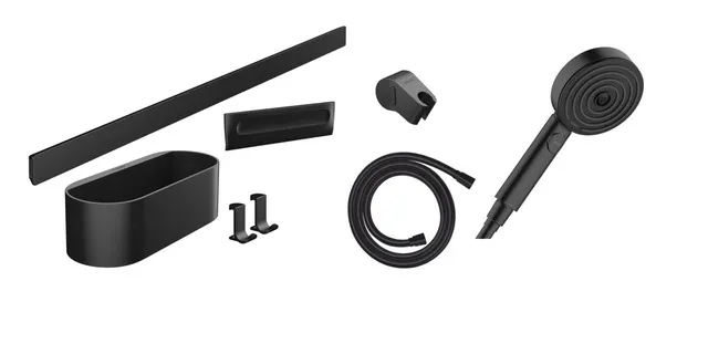 Hansgrohe Brauseset Bundle WallStoris, mattschwarz