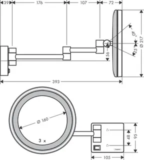 Hansgrohe Kosmetikspiegel AddStoris, mit LED Leuchte brushed bronze – Bild 2