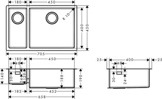 Hansgrohe Unterbauspüle 180/450, edelstahl – Bild 2