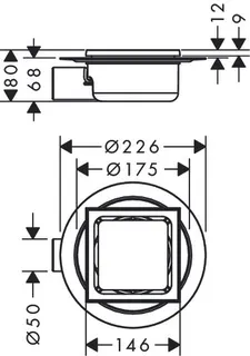 Hansgrohe Punktablauf RainDrain Spot, mit Abdeckung 150x150mm, edelstahl gebürstet – Bild 2