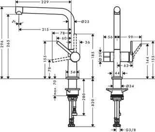 Hansgrohe 270 TALIS M54 Spültisch Armatur, Geräteabsperrventil 1jet mattschwarz – Bild 2