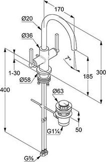 Kludi NOVA FONTE PURISTIC Waschtisch Armatur, Zweigriff, mattschwarz – Bild 2