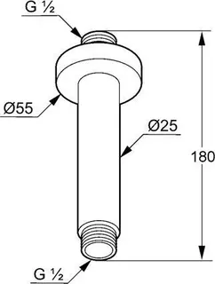 Kludi A-QA Deckenauslass, Ausladung 150mm mattschwarz – Bild 2