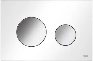 Tece Loop WC Betätigungsplatte, für Zweimengentechnik weiß, Tasten chrom glänzend