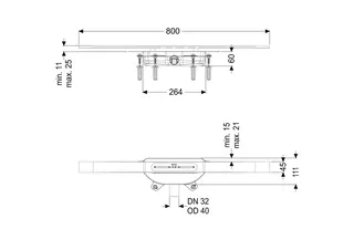 Kessel Duschrinne Linearis Infinity 60, L: 800 mm, DN 40, Bronze, geb., Megastop – Bild 2