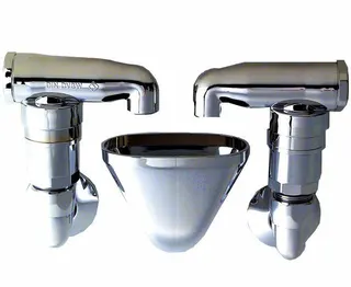 Seppelfricke Doppelbelüfter mit Trichter, Mod.8163, 1/2 x 3/4 x 1/2, chrom, o.DVGW