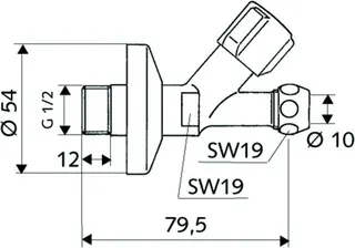 Schell Schrägsitzventil COMFORT, 1/2" chrom, mit Verlängerung und Rosette – Bild 2