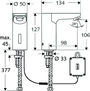 Schell Elektronische CELIS E Waschtisch Armatur, Typ HD-K, Batteriebetrieb chrom – Bild 2
