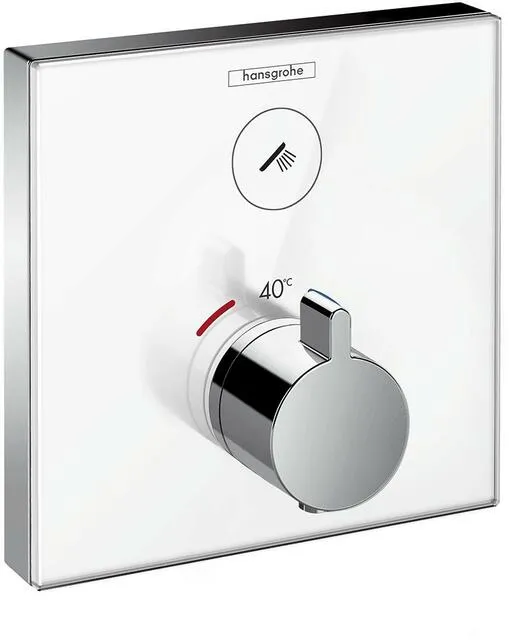 Hansgrohe Fertigmontageset SHOWERSELECT GLAS, für Unterputz-Thermostat, 1 Verbraucher weiß/chrom
