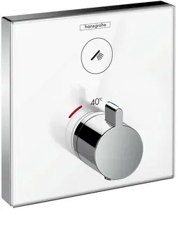 Hansgrohe Fertigmontageset SHOWERSELECT GLAS, für Unterputz-Thermostat, 1 Verbraucher weiß/chrom