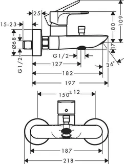 Hansgrohe Wannenmischer Rebris E, Aufputz chrom – Bild 2
