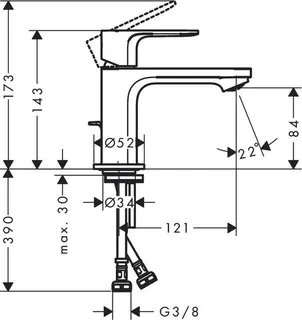 Hansgrohe Waschtischmischer Rebris S 80, mit Ablaufgarnitur chrom – Bild 2