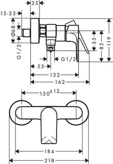 Hansgrohe Brausemsicher Rebris E, Aufputz chrom – Bild 2
