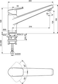 Ideal Standard CERAPLAN Küchenarmatur, mit niedrigem Auslauf chrom – Bild 2