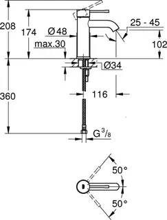 Grohe ESSENCE Waschtisch Armatur, S-Size chrom, glatter Körper – Bild 2