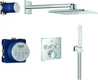 Grohe Duschsystem GROHTHERM SMARTCONTROL, mit UP-Thermostat, Kopfbrause eckig chrom