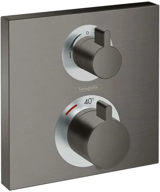 Hansgrohe ECOSTAT SQUARE Fertigmontageset, für Unterputz-Thermostat, 2 Verbraucher, brushed black chrome