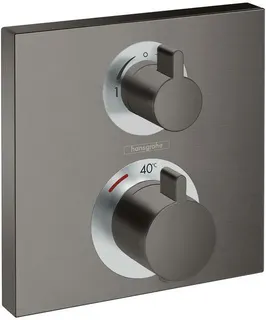 Hansgrohe ECOSTAT SQUARE Fertigmontageset, für Unterputz-Thermostat, 2 Verbraucher, brushed black chrome