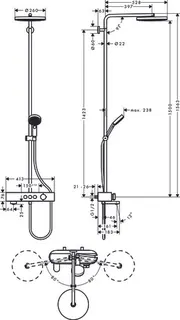 Hansgrohe Showerpipe PULSIFY 260 1jet, mit Wannenthermostat, EcoSmart Version chrom – Bild 2