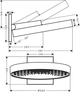 Hansgrohe Kopfbrause RAINFINITY 360 1jet, Wandmontage chrom – Bild 2