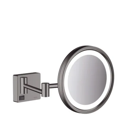 Hansgrohe Kosmetikspiegel AddStoris, mit LED Leuchte brushed black