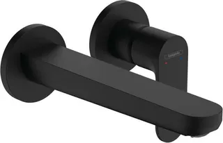 Hansgrohe Rebris S 2-Loch Waschtischarmatur, Unterputz, für Wandmontage mit Auslauf 205mm mattschwarz