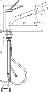 Hansgrohe Zesis M33 Spültischmischer, 150, Ausziehbrause, 2 jet, sBox lite mattschwarz – Bild 2
