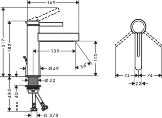 Hansgrohe FINORIS 110 Waschtischmischer, mit Zugstangen Ablaufgarnitur 1 1/4" mattweiß – Bild 2