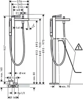 Hansgrohe FINORIS Badearmatur, bodenstehend, mattweiß – Bild 2