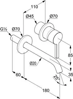 Kludi NOVA FONTE PURA Waschtisch-Wand-Armatur, UP mattschwarz – Bild 2
