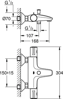 Grohe Grohtherm 800 Badethermostat, Wandmontage, matte black – Bild 2