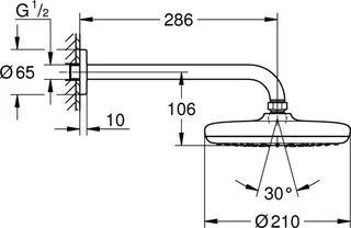 Grohe Kopfbrauseset Tempesta 210, 286mm DF 9,5l/min, matte black – Bild 2