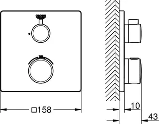 Grohe Grohtherm Brausethermostat, für 35604 eckig matte black – Bild 2
